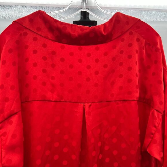 Vine & Love Women's Button Up Long Sleeve Polka Dot Top Red Size Medium - Picture 6 of 9